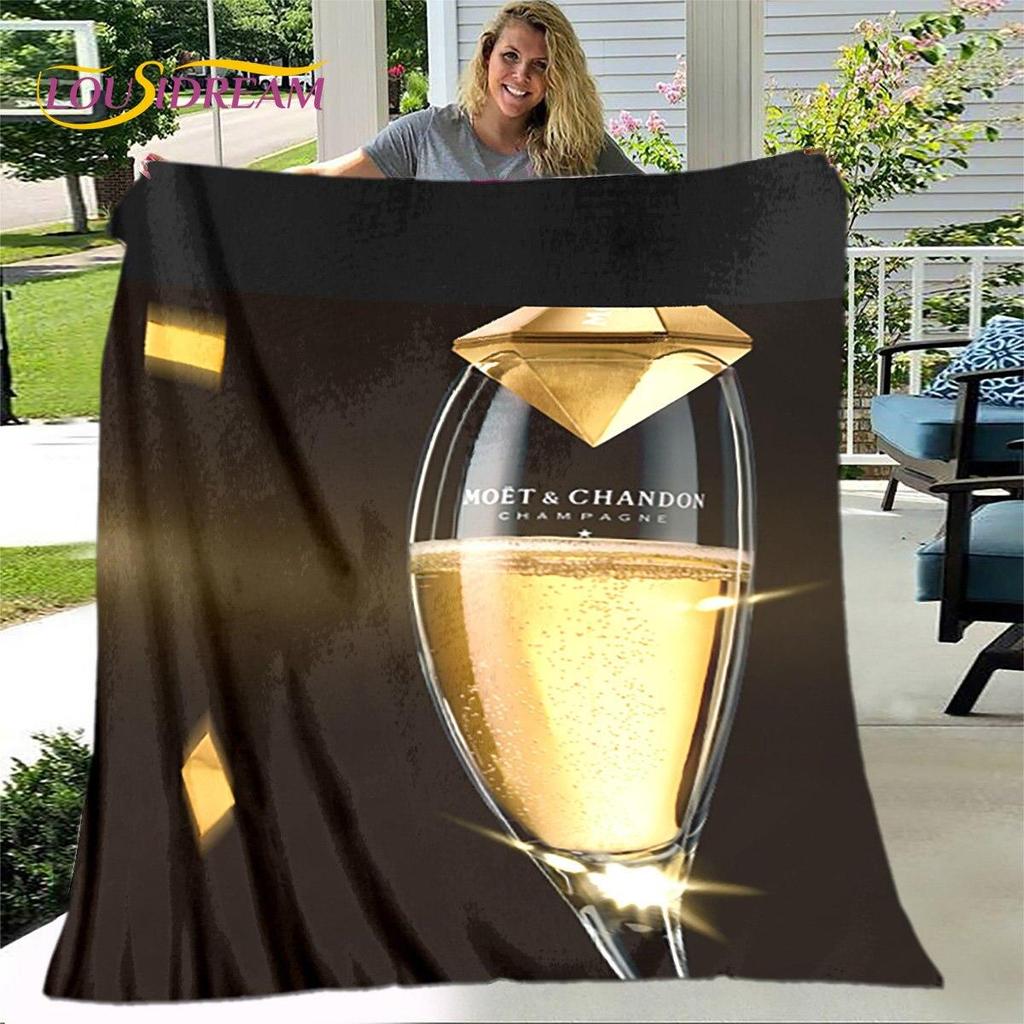 Champagner Moet &; Chandon-Decke, Flanelldecke, Überwurf, warme Decke für Zuhause, Wohnzimmer, Schlafzimmer, Betten, Sofa, Büro, Geschenke