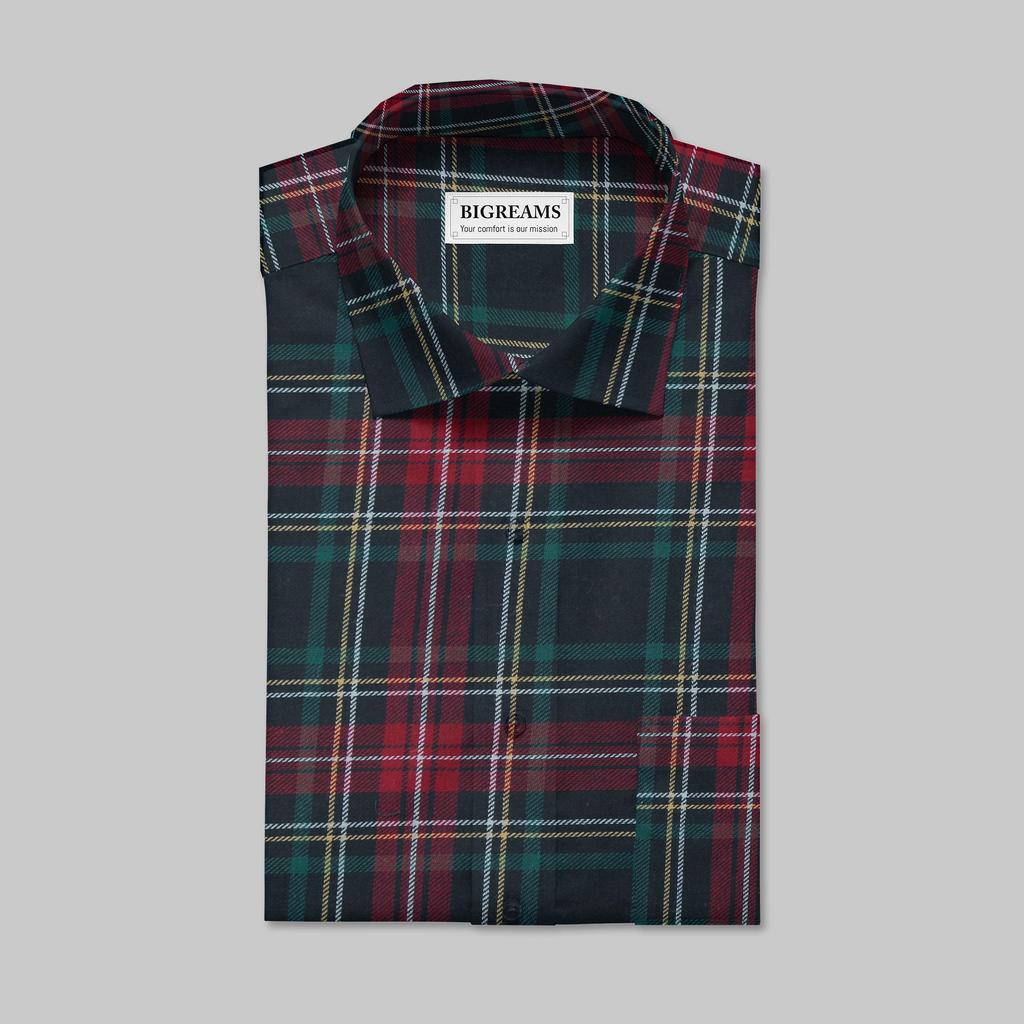 Tkanina bawełniana w kratkę w kolorze zielono-czerwonym, 180 GSM, szerokość 145 cm