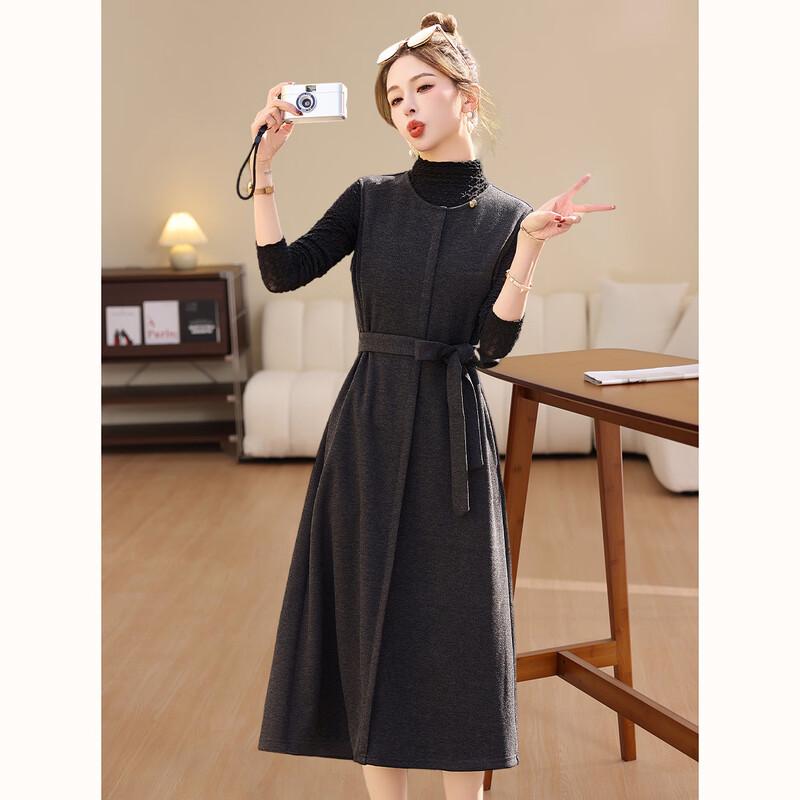 D.F.DEAR Retro Wool Vest Dress Two-Piece Set