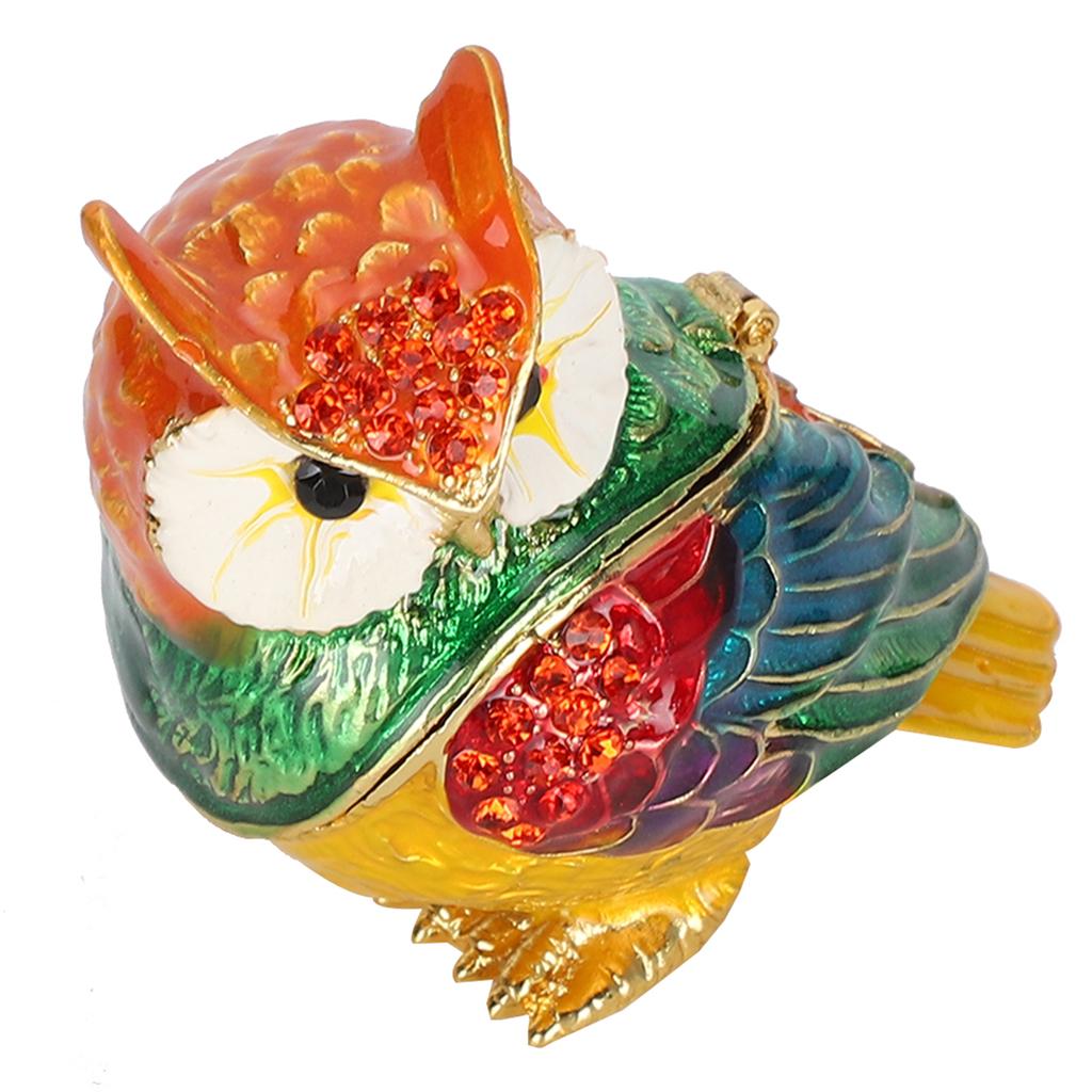 Crystal Owl Figurine Trinket Box Portable Jewelry Sotrage Organizer Home Decorative Handicraft