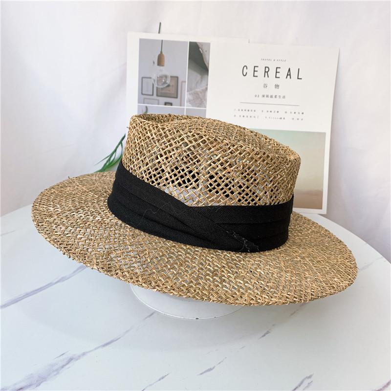 2024 New Summer Women Wide Brim Seagrass Straw Hat Fashion Lady Kentucky Derby Sun Hats Boater Panama Beach Cap Chapeu Feminino