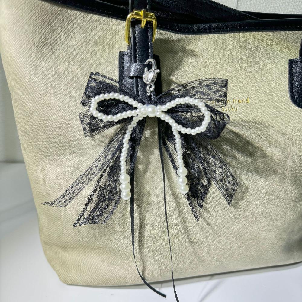 Sweet Lace Bow Beaded Keychain Y2K Phone Charm Pendant Bag Hanging Pendant Fashion Bags Keychain Accessories Cute Gift For Women