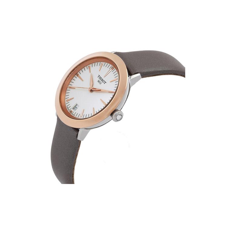TISSOT Star Halo Series Quartz Movement Women's Watch 33mm White Dial Stainless Steel Case Leather Strap T929.210.46.266.00
