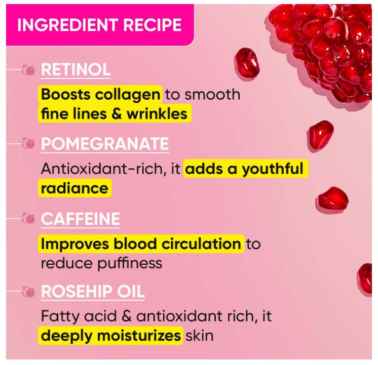 Dot & Key Pomegranate Retinol + Caffeine Eye Cream,  Smoothens Fine Line & Wrinkles Improves Skin Elacticity & Firmness, 20ml