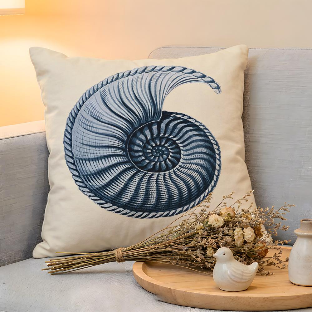 Cushion Cover  Linen  SkinFriendly Soft Decorative Case For Sofa Home Decor Blue Sea Creature Coral Shrimp Pillow cover