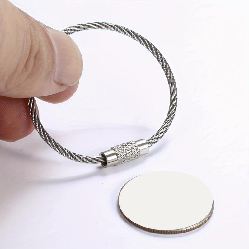 60Pcs Stainless Steels Wire Keychains Rings Circle Metal Keychains Label Rope Braided Steels Chain Heavy Luggage Label Rings
