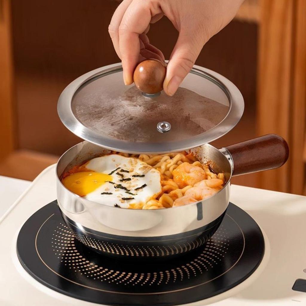 Stainless Steel Mini Pot with Lid, Ideal for Single-Serve Noodles, Soups, and Baby Food