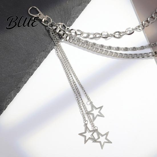 Metal Buckle Waist Belt Chain Titanium Steel Multi Layer Design