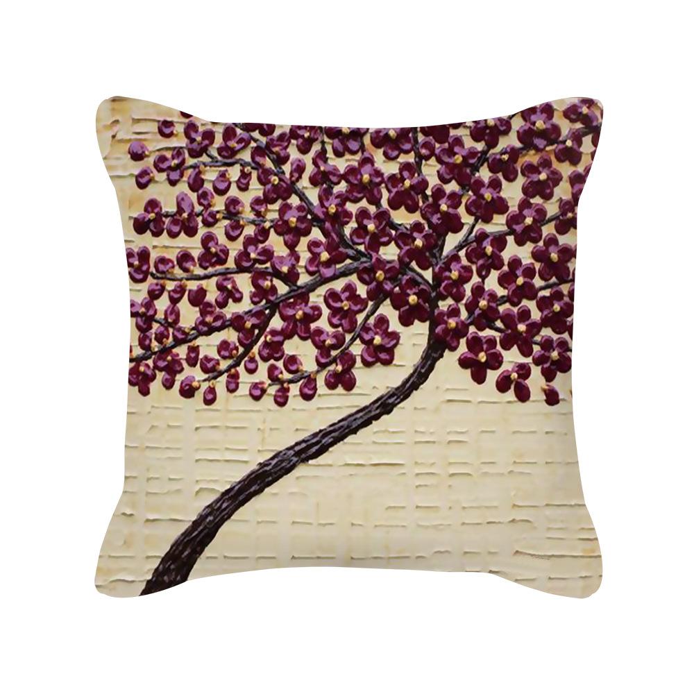 Ins Nordic Oil Painting Color Tree Sofa Pillow Cover Cushion Cushion Cover New Household Products
