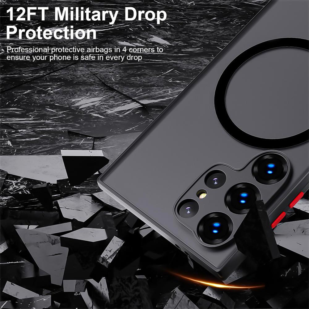 Shockproof Armor Matte Case For Samsung S26 Ultra S25 Plus S23 S22 S21 S20 S24 FE Note 20 Ultra For Magsafe Magnetic Phone Case