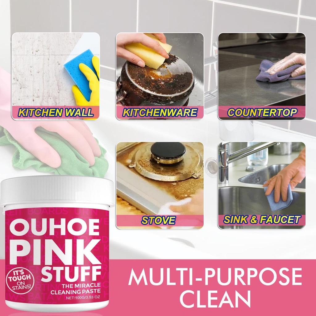 OUHOE Multi-Functional Kitchen Grease Remover: Universal Pink Cleaning Paste