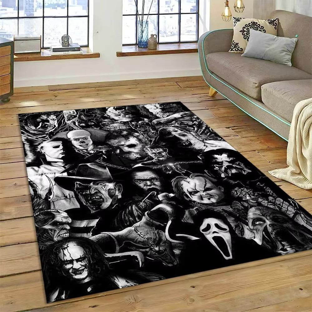 Tappeto Personaggio Film Horror Chucky Pennywise Halloween per Camera da Letto Soggiorno Casa Decorazione Divano, Tappetino Grande Decorativo da Pavimento