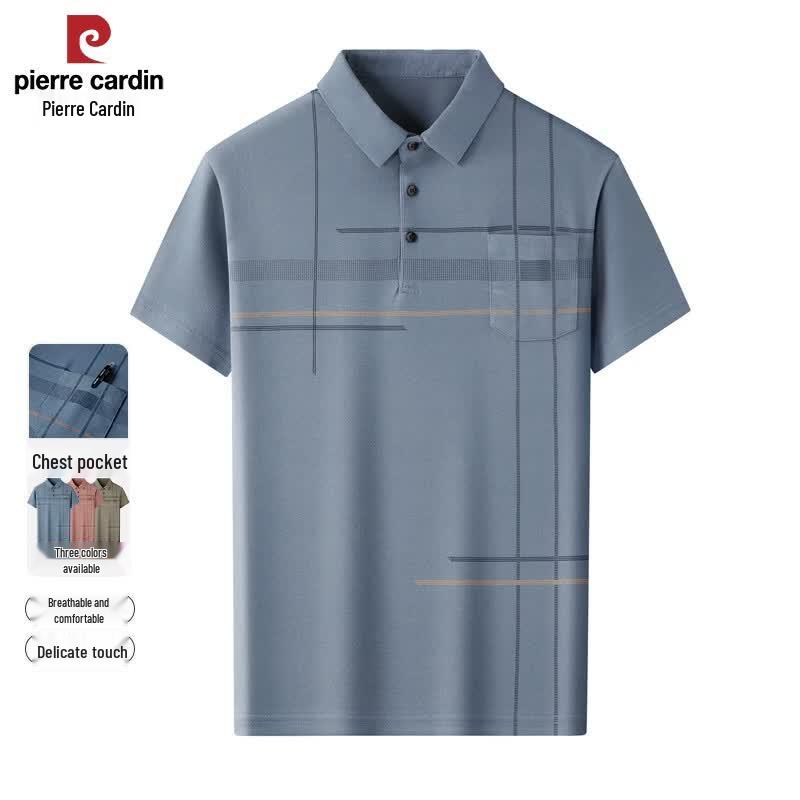 Pierre Cardin Men s Plaid Breathable Wrinkle-Free Polo Shirt 185