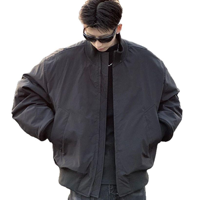 Men's American Style Cotton Pilot Jacket: Winter Loose Fit, Cool Stand Collar, Warm Padded