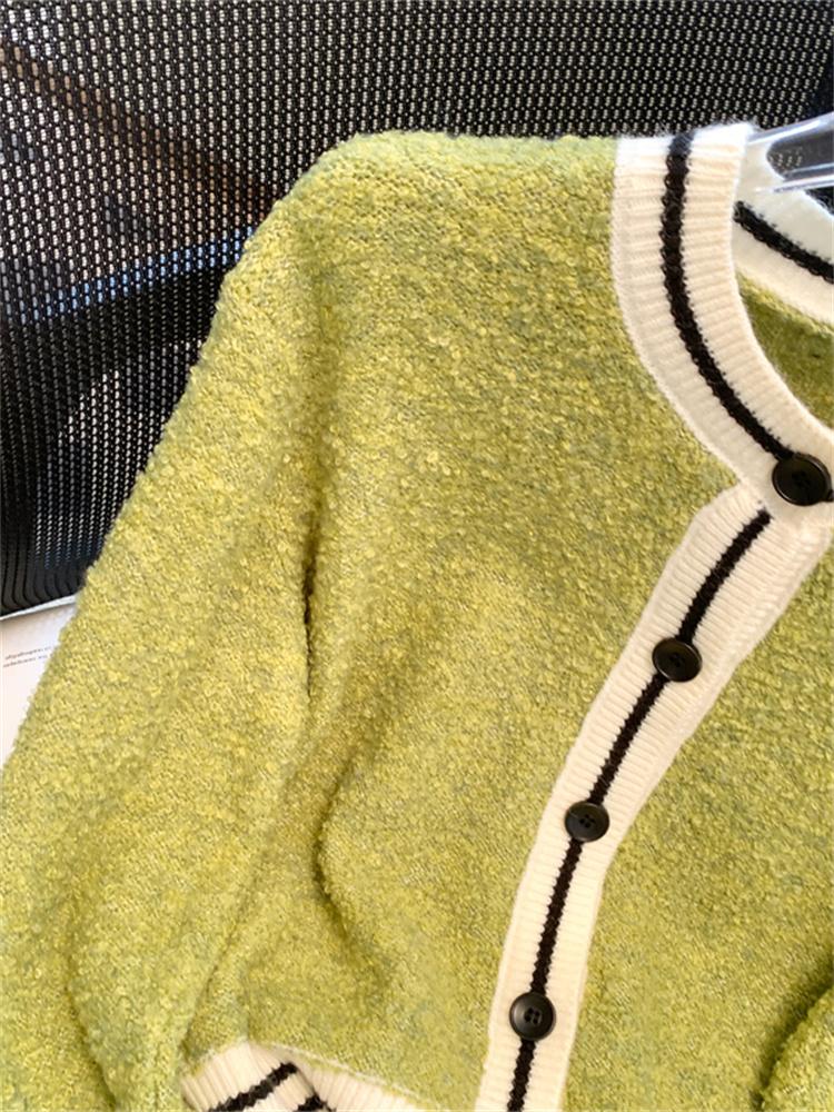 Knitted Women Cardigan Autumn Winter  New Patchwork Long Sleeve Sweater Casual Vintage Single Breasted Cardigans