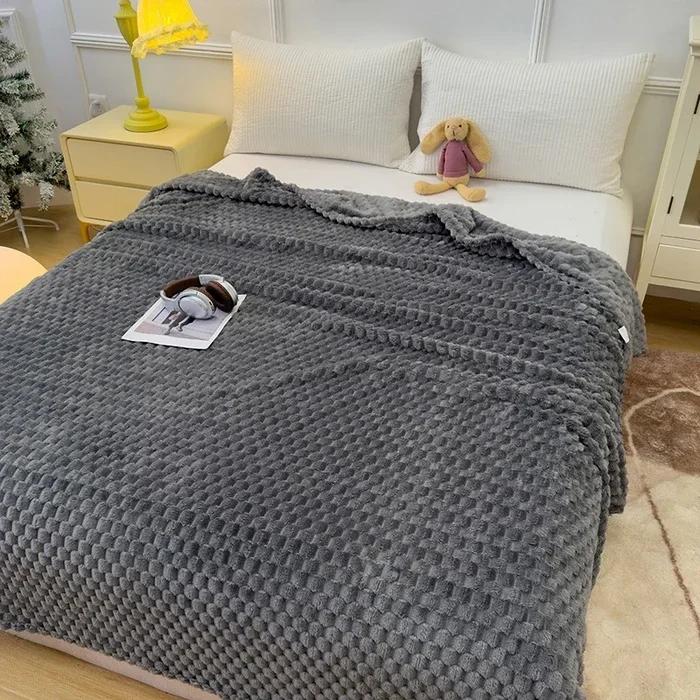 Winter Plaid Blankets for Beds Warm Sofa Blnket Fluffy Blankets Queen King Size Bedding Imitation Fur Bed Sofa Cover