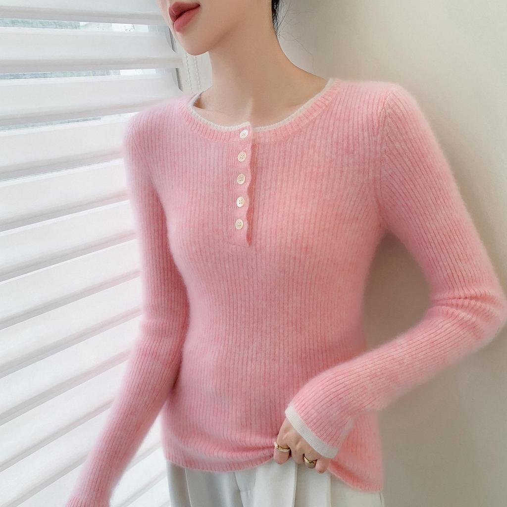Versatile Women's Slim Fit Striped Cashmere Knit Pullover Sweater