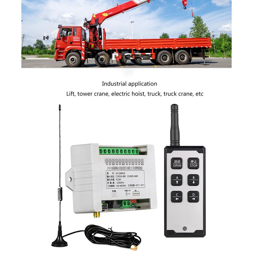 High Sensitivity 4 Channel Remote Controls Wireless Relays for Hoists and Ventilation Systems