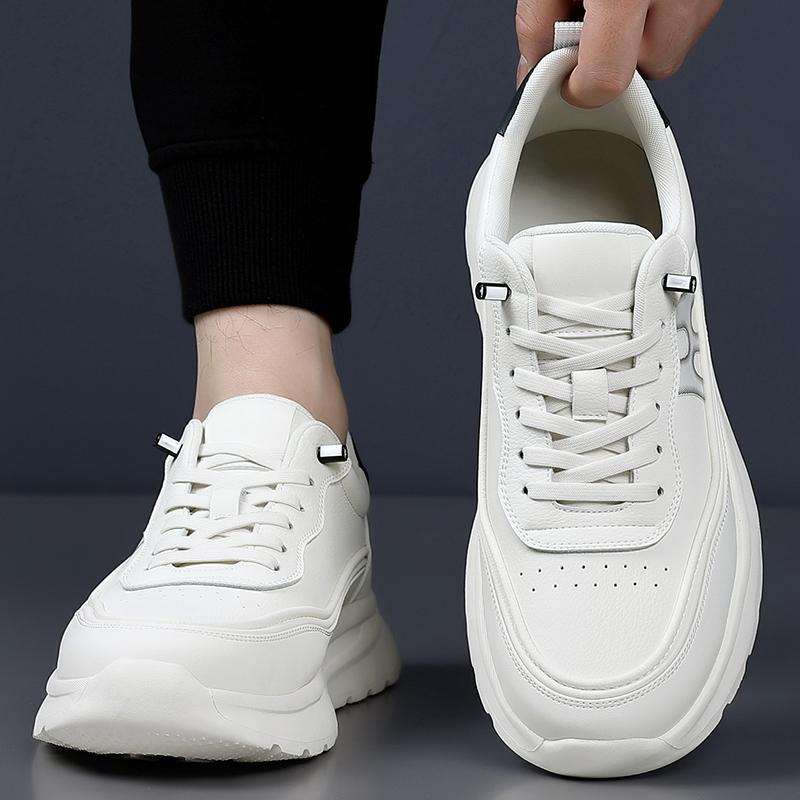 2026 New Men's Shoes Leather Fashion Low-top Vulcanized Shoes Male Casual Shoes Running Sports Thick Soled Shoes Zapatos Hombre