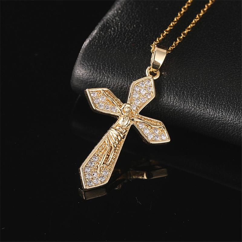 Vintage Punk Zircon Cross Pendant Necklace Stainless Steel Fashion Choker Collar Jewelry Birthday Gifts For Women Girls