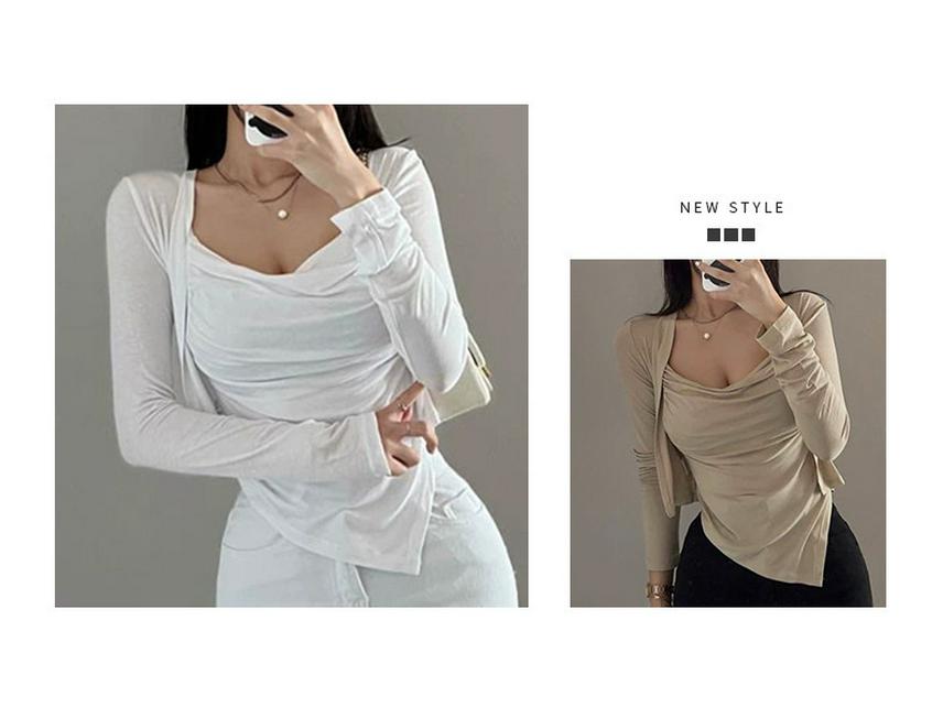Elegantní korejský set plisované camisoly a kardiganu pro ženy