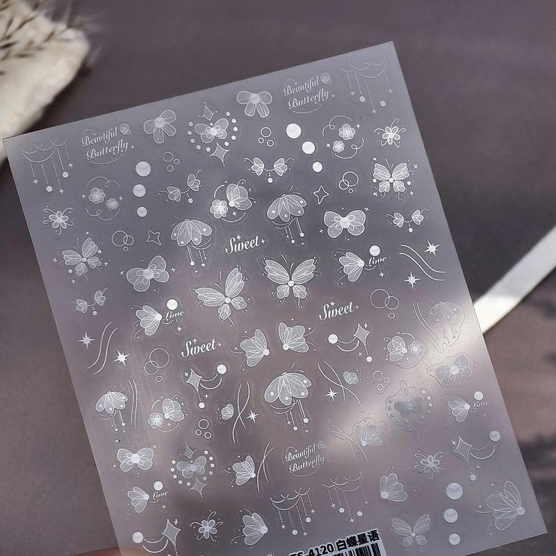 

Qiji Fairy White Butterfly Nail Sticker Waterproof Nail Sticker Decorative Decals Ornament 4120 TS-4120 (thin and tough)