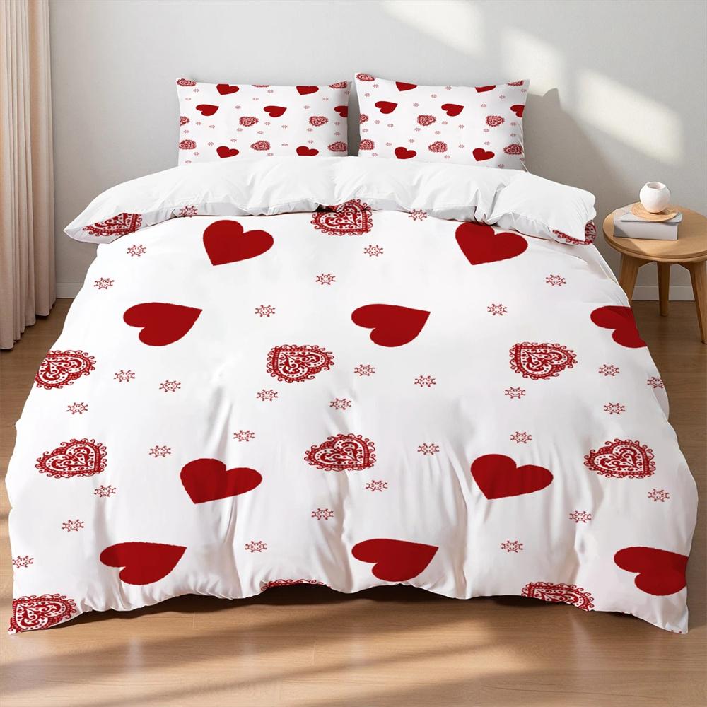Romantic Red Love Rose Duvet Cover Set - Soft, Comfortable Perfect for Valentine's Day,Home,Dormitory,and Romantic Bedrooms