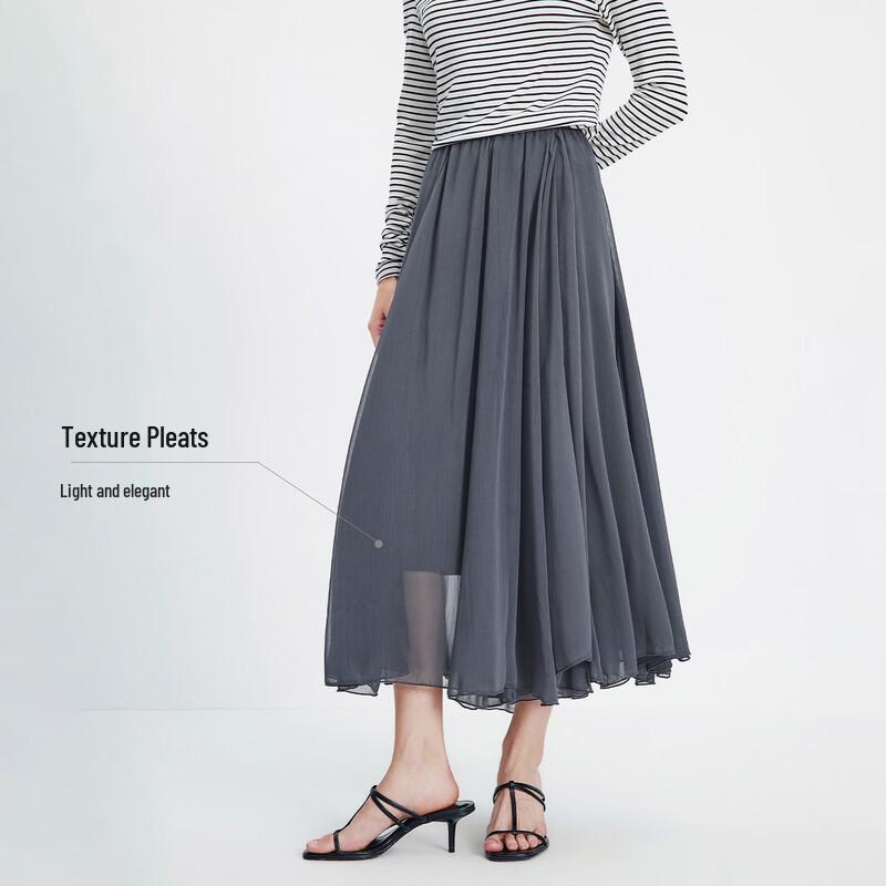 Navigare Women's Flowy Pleated A-line Maxi Skirt