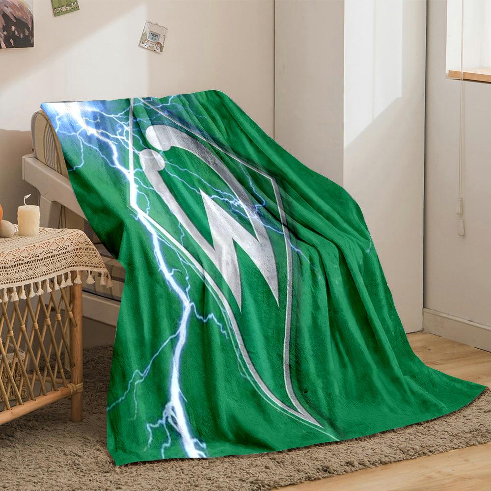 Green Lightning Logo Designed Flannel blanket for bedroom, living room, sofa, and nap