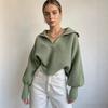 Popular 2026 European and American Foreign Trade Autumn and Winter New Knitted Sweater Knitted Sweater Lapel Pullover Women's Top