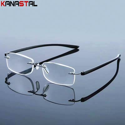 TR90 Rimless Reading Glasses Prescription Men Women Presbyopic Eyewear Smart Phone Blue Light Blocking  Anti Fatigue Eyeglasses