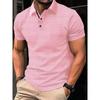 Men's Summer Short Sleeve Polo Shirts, Classic Striped Sporty Top, Fashionable Lapel Button-Up Men's Polo Shirts