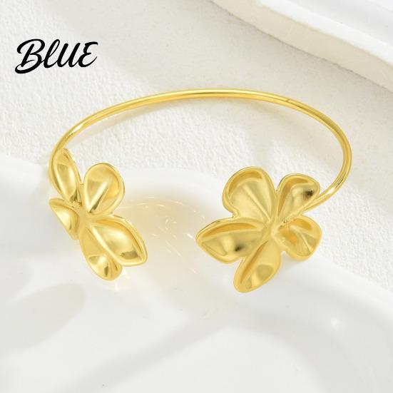Long-lasting Alloy Cuff Bracelet Women Flower Adjustable Bangle Elegant Floral