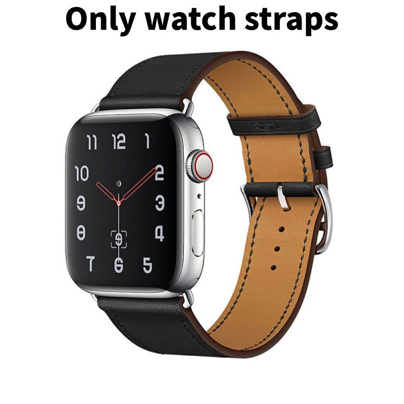 

Single Leather Band Loop Crosshatch Genuine Leather Strap 42mm 38mm 38mm