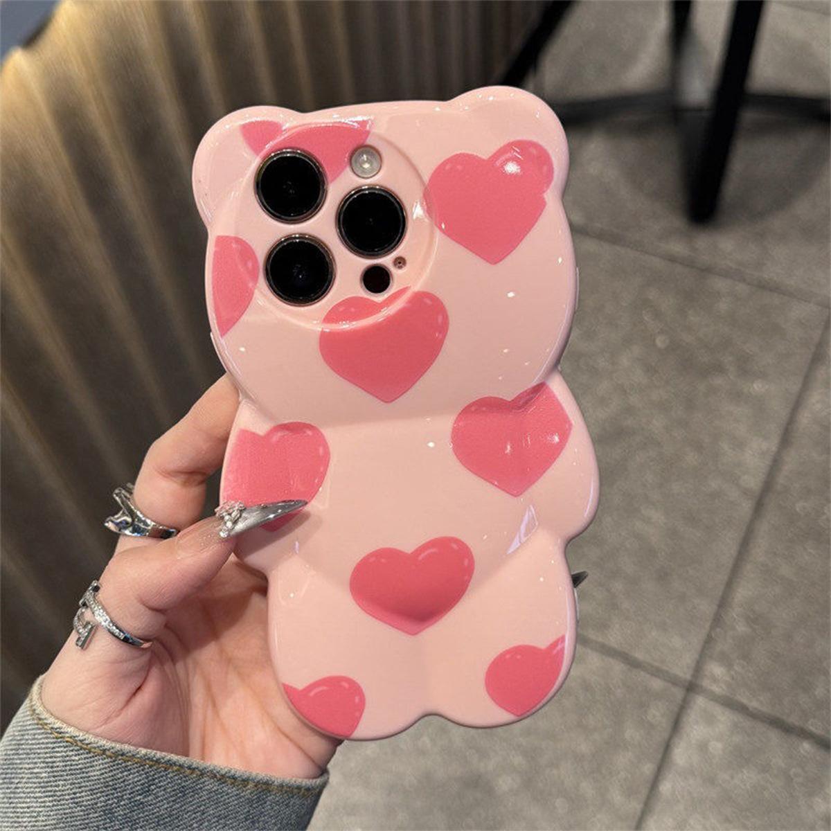 

Cartoon Bear Shell TPU Anti-fall Cartoon Cute All-inclusive Color Anti-fingerprint New Ins Style Female Mobile Phone Case For iphone 16 Pro Max
