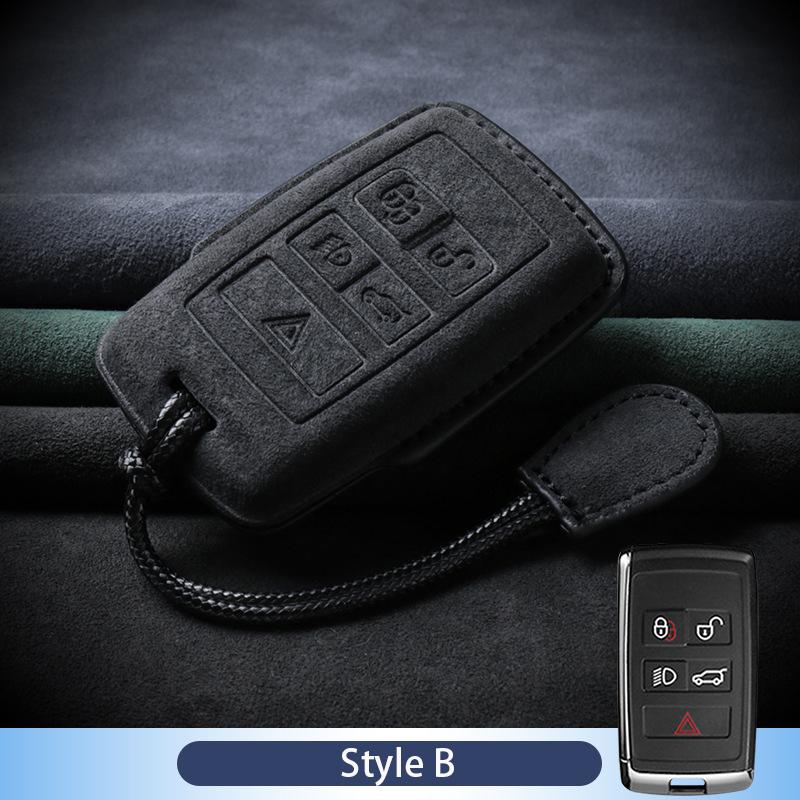 Suede Leather Car Key Case for Land Rover Range Rover Evoque Discovery Sport Velar for Jaguar XE XF E-Pace F-Pace Accessories