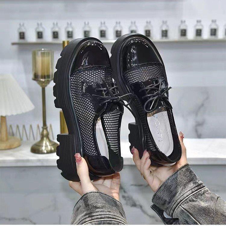 2025 New Spring and Summer Platform Sandals Women's Mesh Single Shoes Breathable and Comfortable Versatile Height-increasing Soft-soled Muffin Loafers