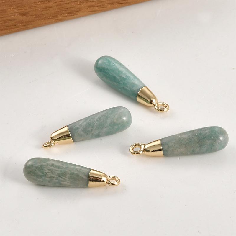 Gold-Plated Amethyst Rose Quartz Tiger's Eye Teardrop Pendant Earrings Necklace Accessory