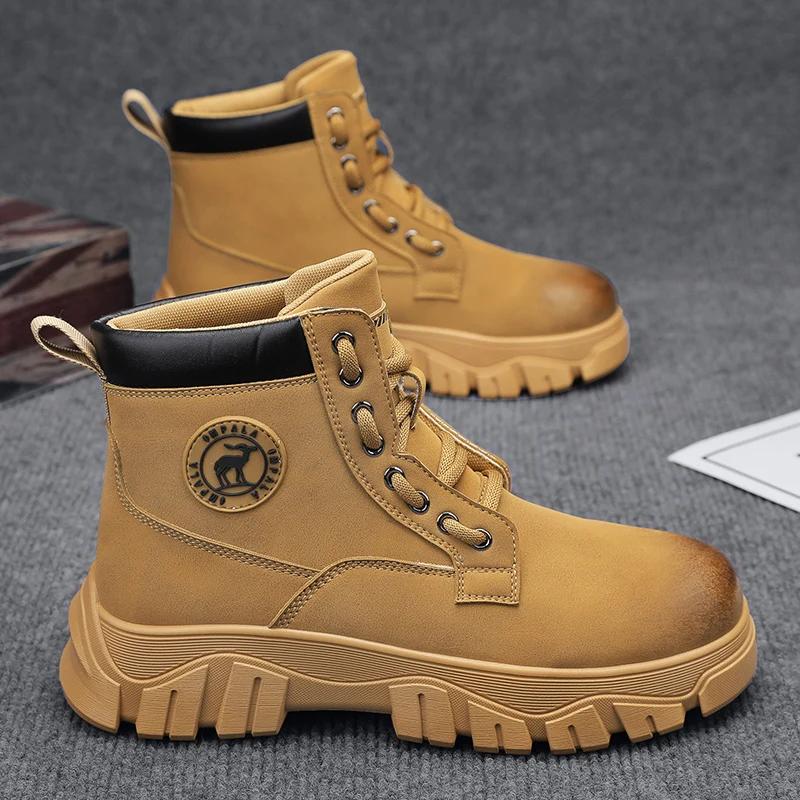 

Обувь Мужские ботильоны Повседневные кроссовки Мужские кроссовки Мокасины Спорт и отдых Нескользящая обувь для отдыха на открытом воздухе Толстая подошва Модные новые 44 жёлтый