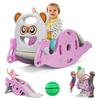 4-in-1 Kids Slide & Rocking Horse, Convertible Playground Toy with Basketball Hoop for Toddlers