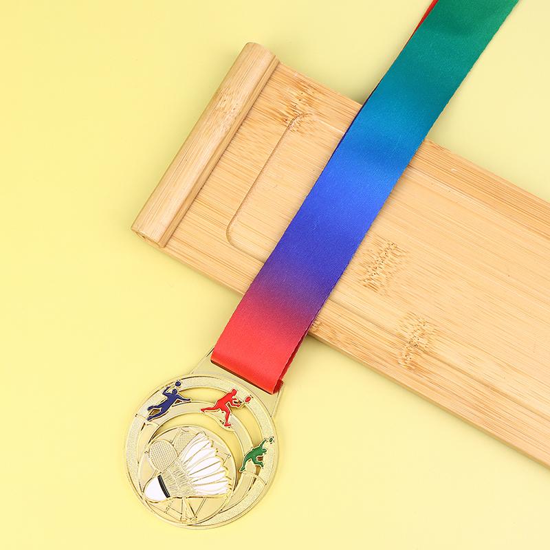 1Pc Metal Badminton Award Medals With Neck Ribbon Gold Silver Bronze Prizes Award Medal For Kids Sports Competition Games