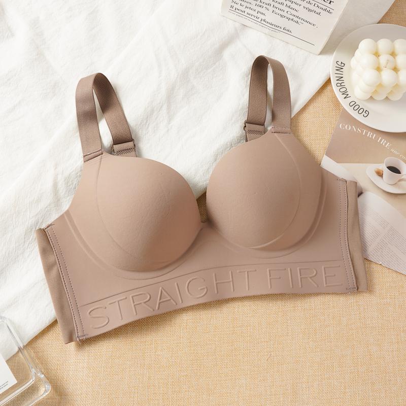 Women's Seamless Tank Top Bra Comfortable Push-Up Bra with Side Gathering Plus Size Bra