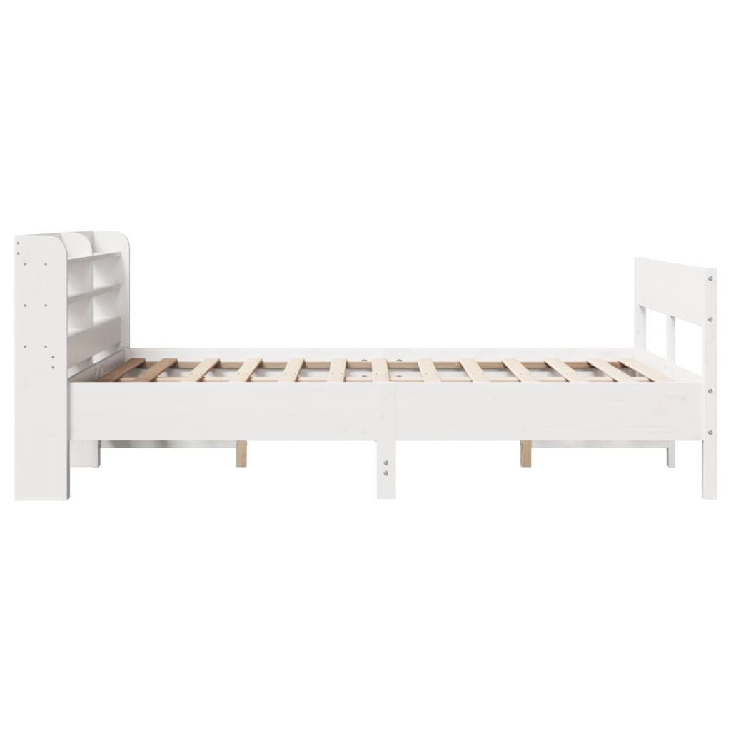 Vidaxl Rama Łóżka Bez Materaca, Biała, 135X190 Cm, Lite Drewno Sosnowe