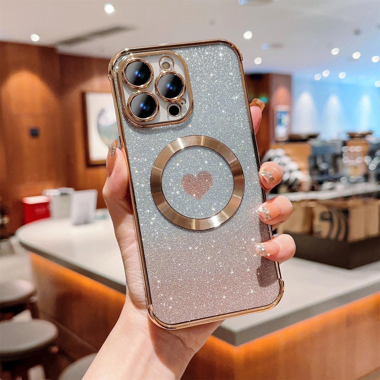 

For iPhone 13 Pro Max Case Gradient Sparkle TPU Phone Cover Compatible with MagSafe F