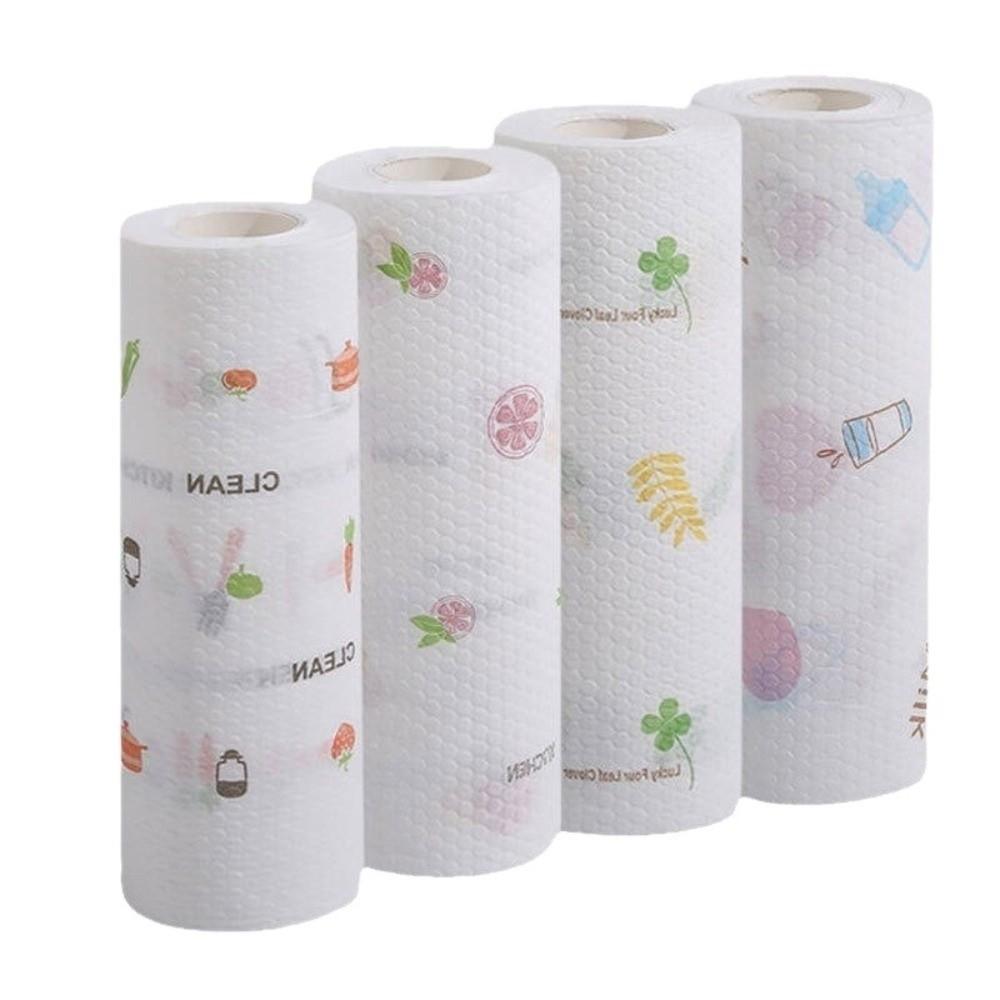 1Roll/400Sheets Non-woven Fabric Disposable Lazy Cleaning Rags Thickened Kitchen Towel Dishwashing