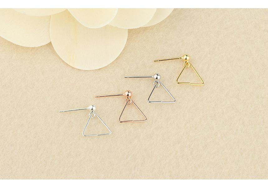 Tingxiang S925 Sterling Silver Geometric Triangle Beaded Earrings