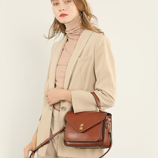 Bag Leather Cowhide New High-end Simple Fashion Temperament Women's Bag Portable Shoulder Crossbody