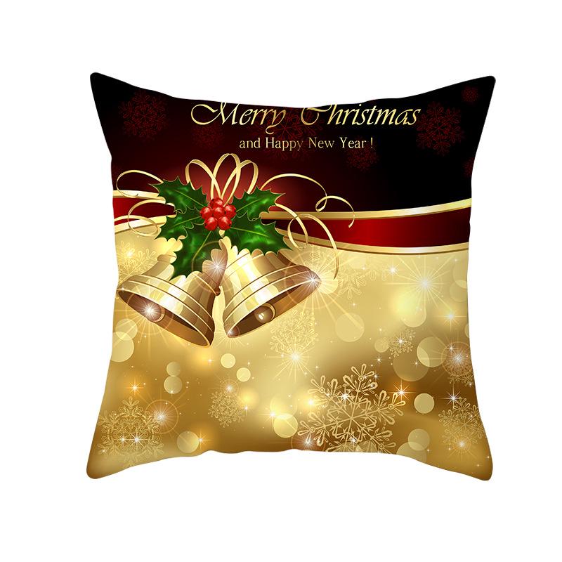 Golden Christmas Peach Velvet Cushion Cover New Digital Printed Square Cushion Cover Cushion Cover
