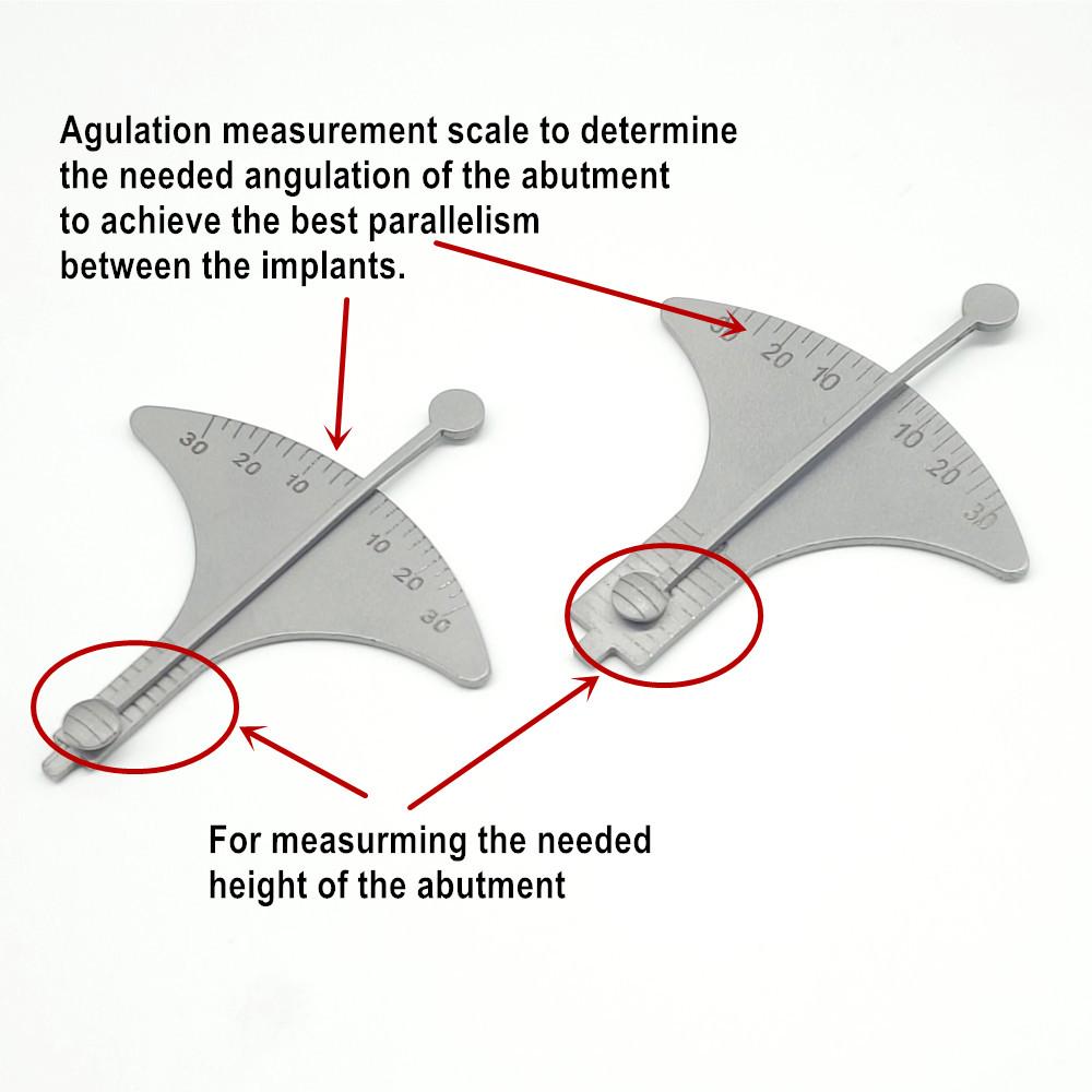Set di strumenti per l'altezza e l'augulazione della cuffia dell'impianto dentale Righello per misurazione dell'altezza di taglio e del calibro di angolazione