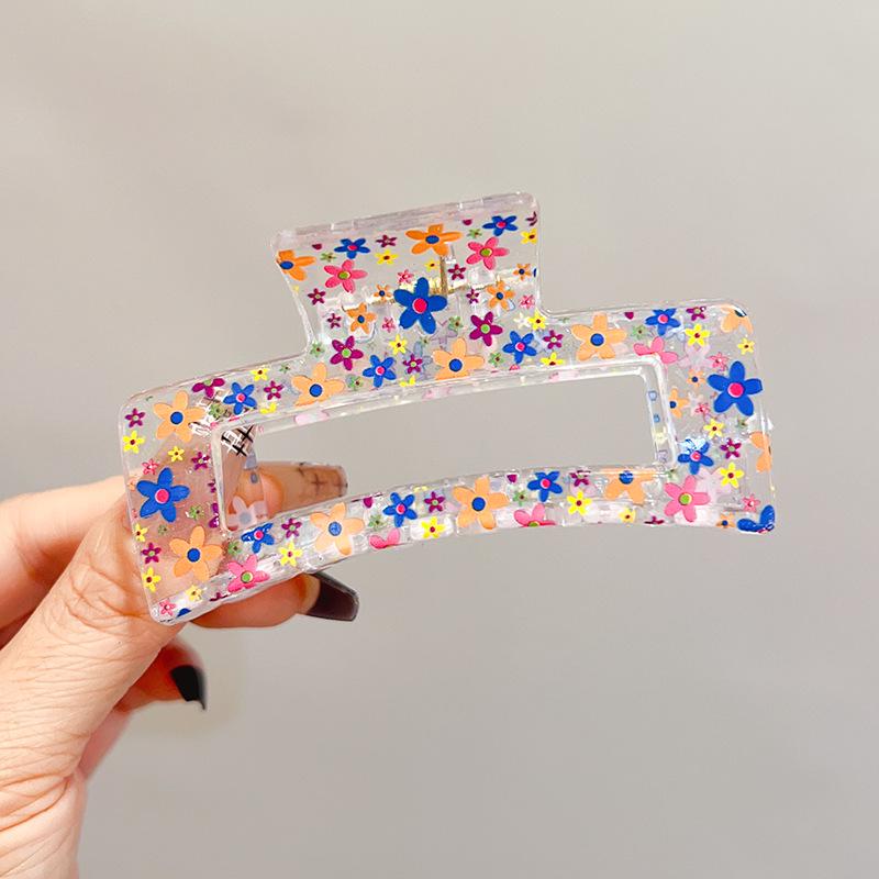 Transparent Square Print Shark Hair Clip for Women - Updo Accessory